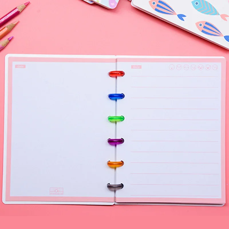 50pcs 18/24mm Plastic Mushroom Hole Notebook Disc Binding Rings Book Binder Rings Multicolor Round Ring Offices School Supplies
