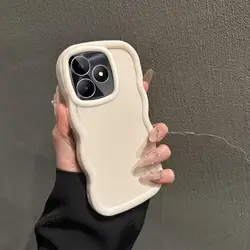 Solid Color Wave Silicone Shock - Absorbing Phone Case - Minimalist Design for Narzo N53 (White)
