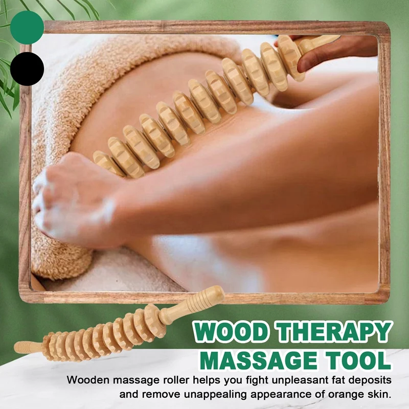 A28F-12 Rollers Wooden Massager Curved Exercise Roller Sticks Full Body Wood Therapy Massage Tools Muscle Pain Release