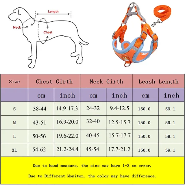 Adjustable Dog Harness & Leash Set – Reflective Breathable Flannel for Small Dogs 6