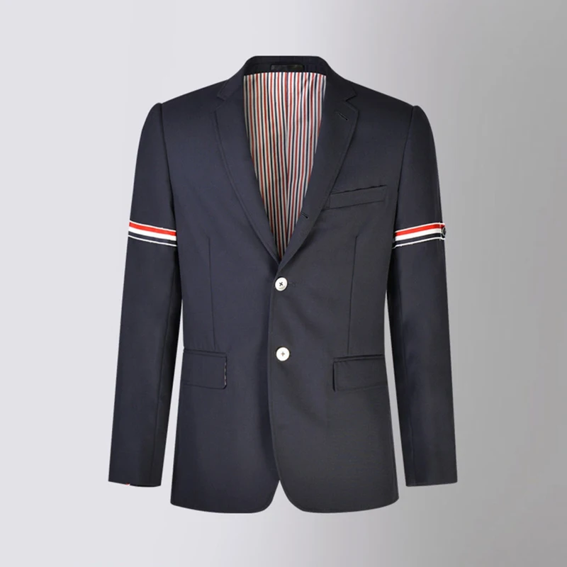

TB THOM Men's Suit Jacket Two Armband Stripe Fashion Designs Top Quality Costume Blazer Business Casual Formal Dress Coat