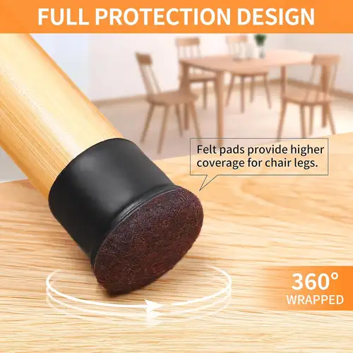 8PCS Chair Leg Floor Protectors Round Silicone Furniture Leg Foot Covers Table Feet Cups For Hardwood Floors Thick Wrap Felt Pad - Image 4