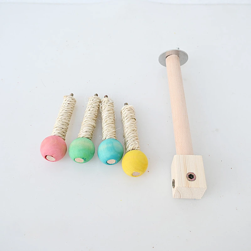Parrot Bird Toy Cage with Bearing Rotating Stand Sisal Stand Stick Rotating Amusement and Educational Supplies parrot toy bird toy