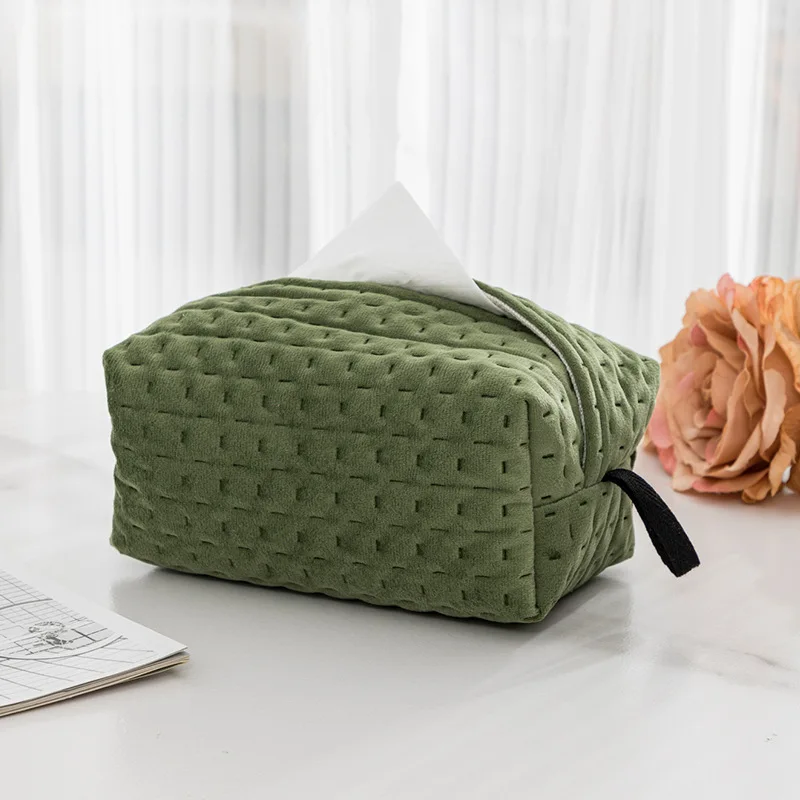 Can Be Hung Creative Modern Light Luxury Style Home Fabric Tissue Box Living Room Desktop Napkin Cover Tissue Bag Tissue Box 4