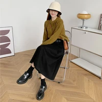 Plus Size Woolen Skirt Women 2024 Autumn Winter New Arrivals High Waist A Line Skirt With Belt Korean Fashon Skirts Womens - Image 3