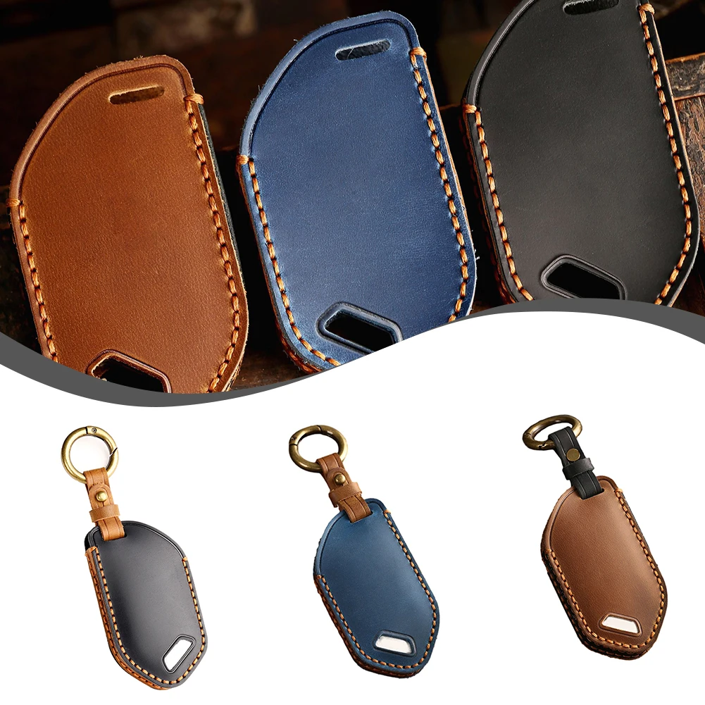 

Leather Car Remote Key Fob Case Cover Protector For Telluride 2023 2024 5 Button Remote Key Shell Holder Accessories