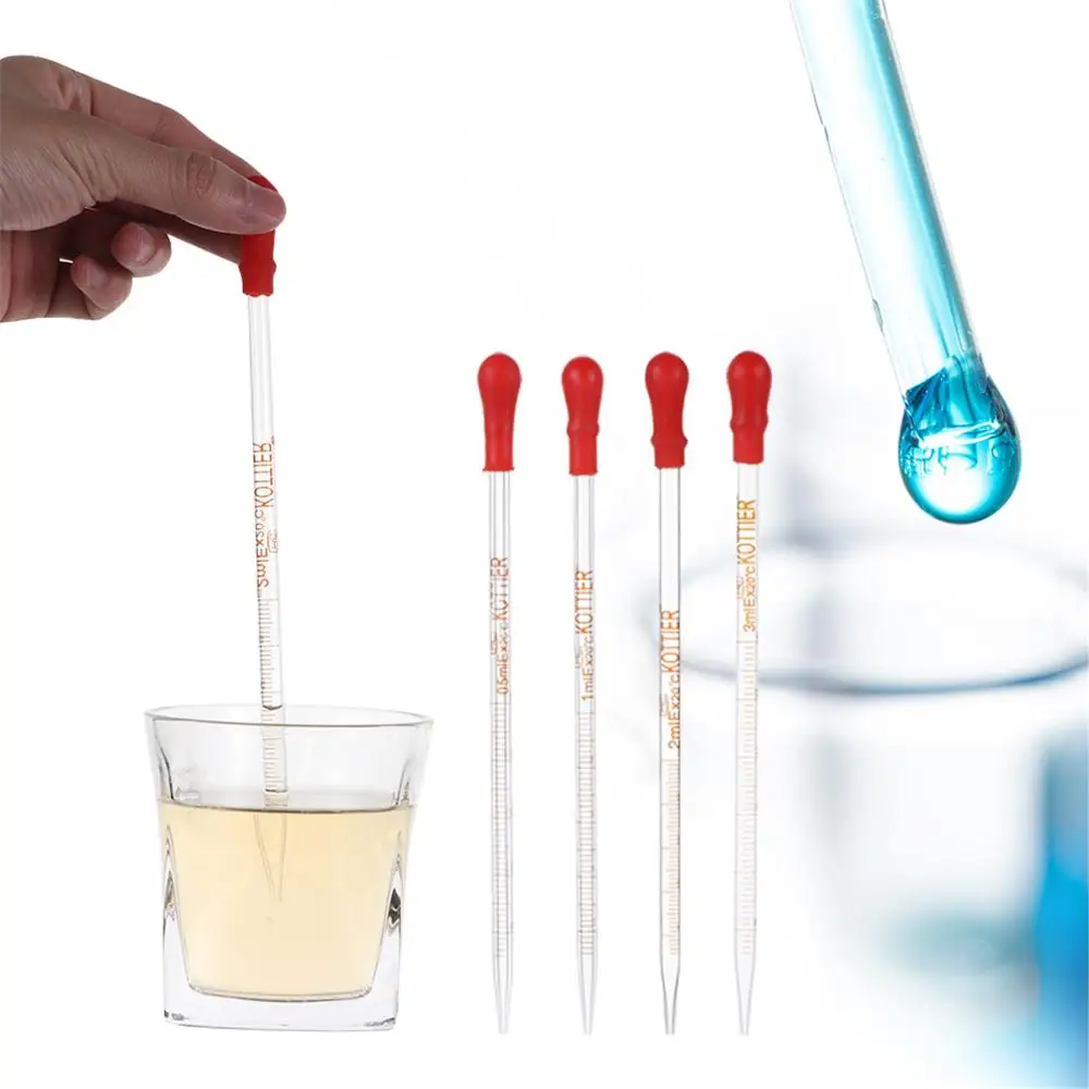 

1/5pcs Useful Test Tubes With Scale Line Transparent Rubber Head Graduated Pipettes Liquid Transfer Glass Dropper