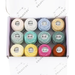 Rhapsody Pearl Cotton Crochet & Embroidery Thread Set - 12 Balls of Premium Mercerized Egyptian Cotton - Size 8 (Winter Sky)