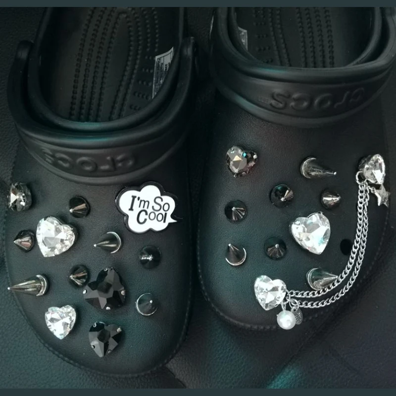 Luxury Croc Charms Designer Shoes Decorations Metal Rivet and