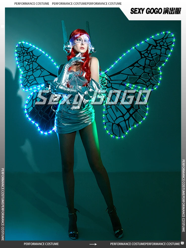 

Rave Party Stage Props Laser Color Led Butterfly Fairy Costume Luxury Future Show Dance Wing Nightclub Sexy Gogo Club Outfit