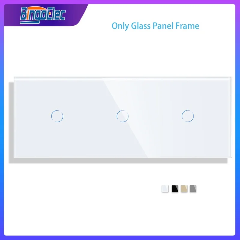 Wall Touch Switch Socket Bingoelec DIY Wall Touch Switch Only Crystal Glass Panel 228mm 3/6/9/12 gang Pearl White Black Golden Grey Glass Frame DIY-Parts smart wall switch,wall touch switch socket,light switch cover,tempered glass frame,switch glass panel