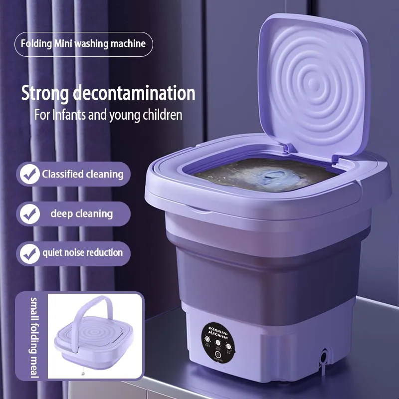 Portable Foldable Washing Machine With Spin Dryer Automatic Mini Underwear  Sock Blue light kill Germs Washing Machine Centrifuge