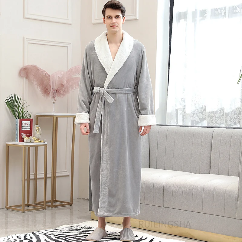 Cahayi Thick Unisex Bathrobe for Women Men Winter Ultra Warm Long Robe Plus Size 