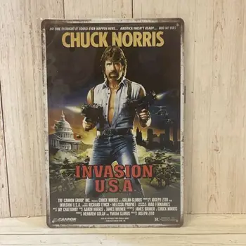 Invasion USA Poster Metal Sign Chuck Norris Movie VHS Cover Art Decor-Aluminum-tin sign 1