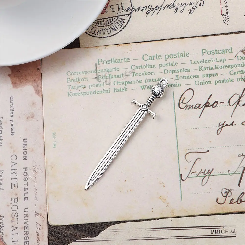 Metal Bookmark Bookmarks Stationery Supplies 6Pcs Accessory Craft Pendants Silver Swords Knife Bookmark Antique Swords Knife Bookmark Jewelry Making Charms