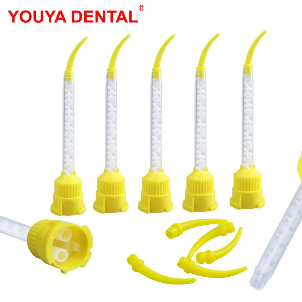 50100pcsSiliconDentalImpressionMaterialMixingTipsYellow