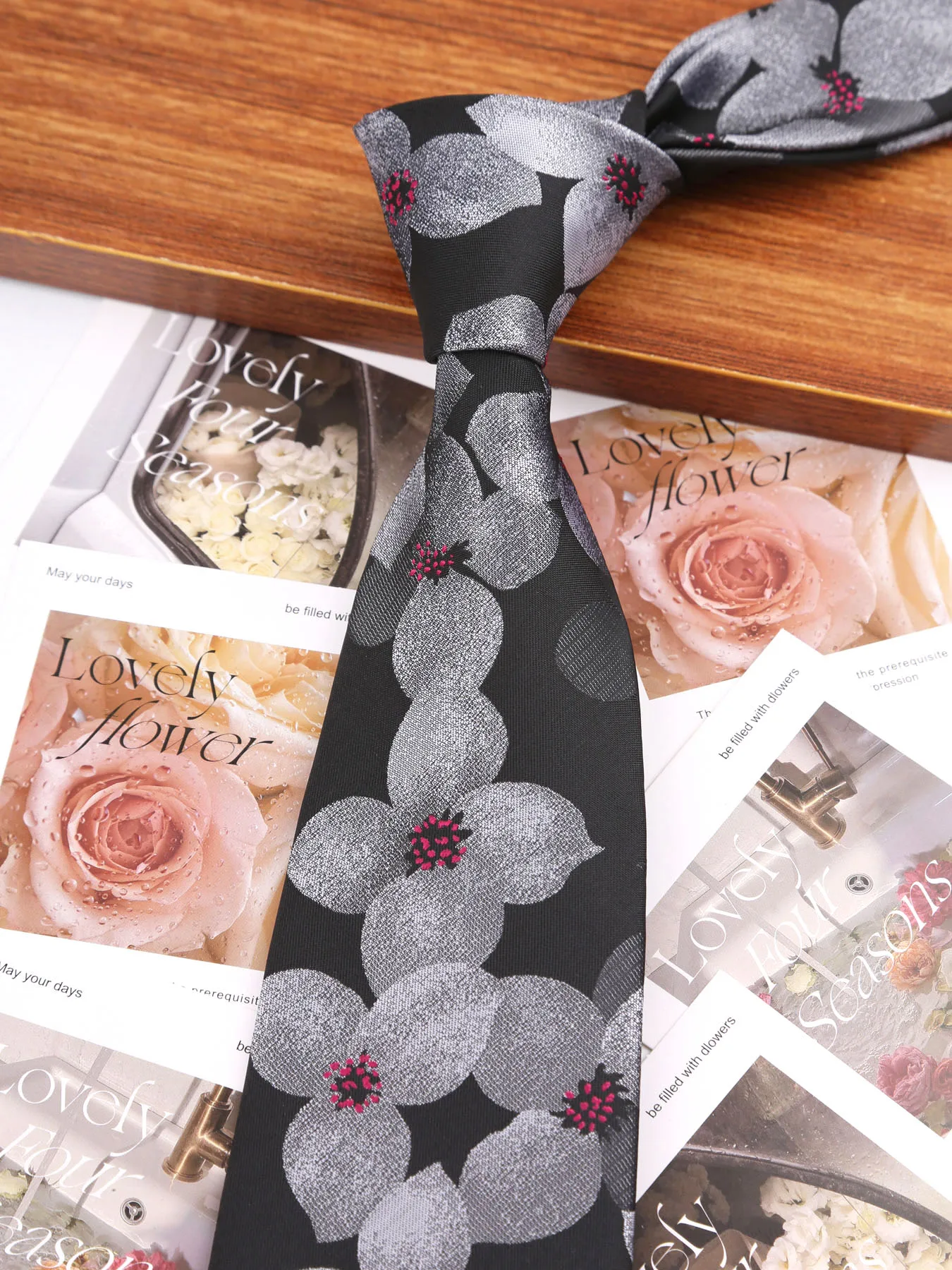 Krawatte Gravatas Mode Jacquard gewebt 8 cm Krawatte Hochzeit Accessoires blau Mann Streifen Blume Party Büro Krawatten Outfit – Detail 27