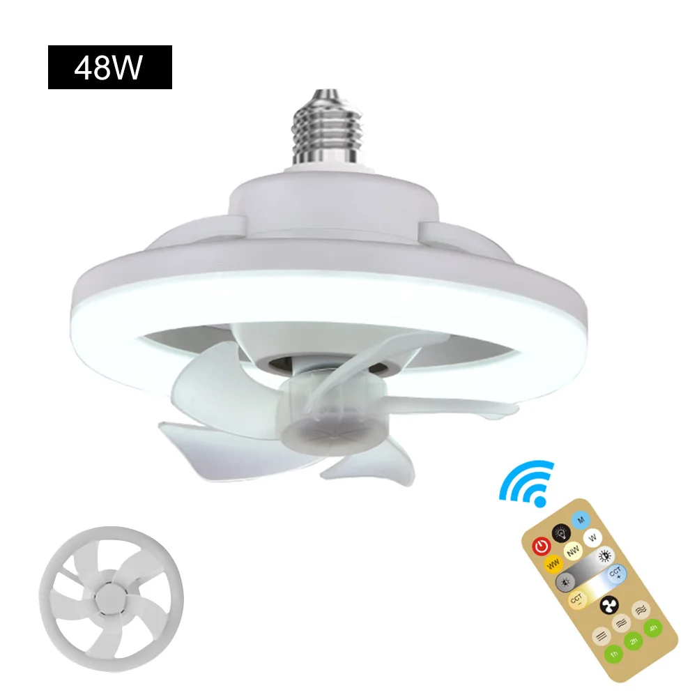 

48W/60W Ceiling Fan with Lighting Lamp E27 Converter Base With Remote Control For Bedroom Living Home Silent AC85-265V