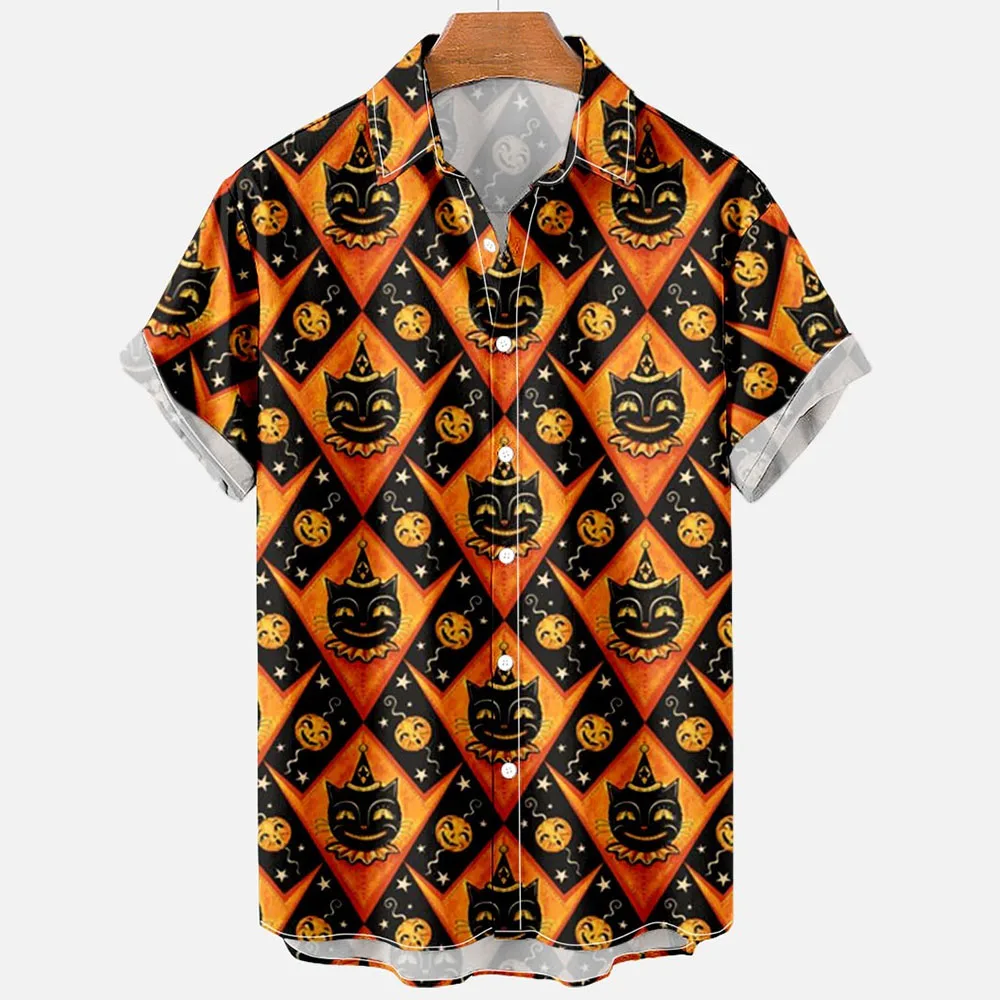 Colorful Cats Retro Fashion 3d Men's Hawaiian Shirt Male Clothing Casual Shirts Men's Shirt Fashion Loose Short Sleeves 5xl
