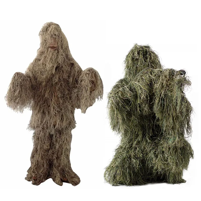 Tactical Suit, Ghillie Suit Hunting Camo Woodland Camouflage Forest 3D Tactical Sniper Airsoft Hunting Clothes Outdoor Costume