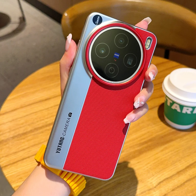 Fashion Textured Stripes PU Leather Case with Electroplated Frame & Camera Protection