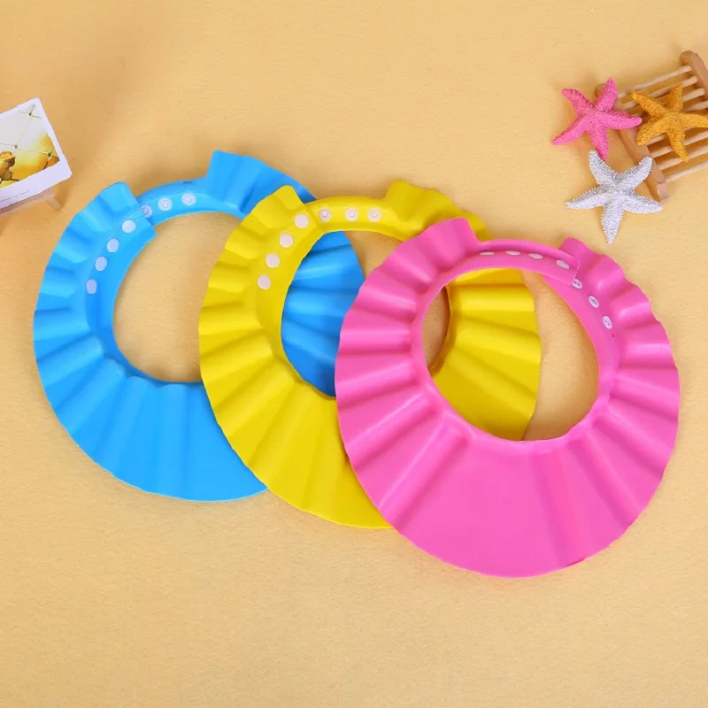 Kids Shower Caps Adjustable Baby Shower Shampoo Cap Protection Ear Eye Baby Shower Head Cover Safe Children Earmuffs Shower Cap