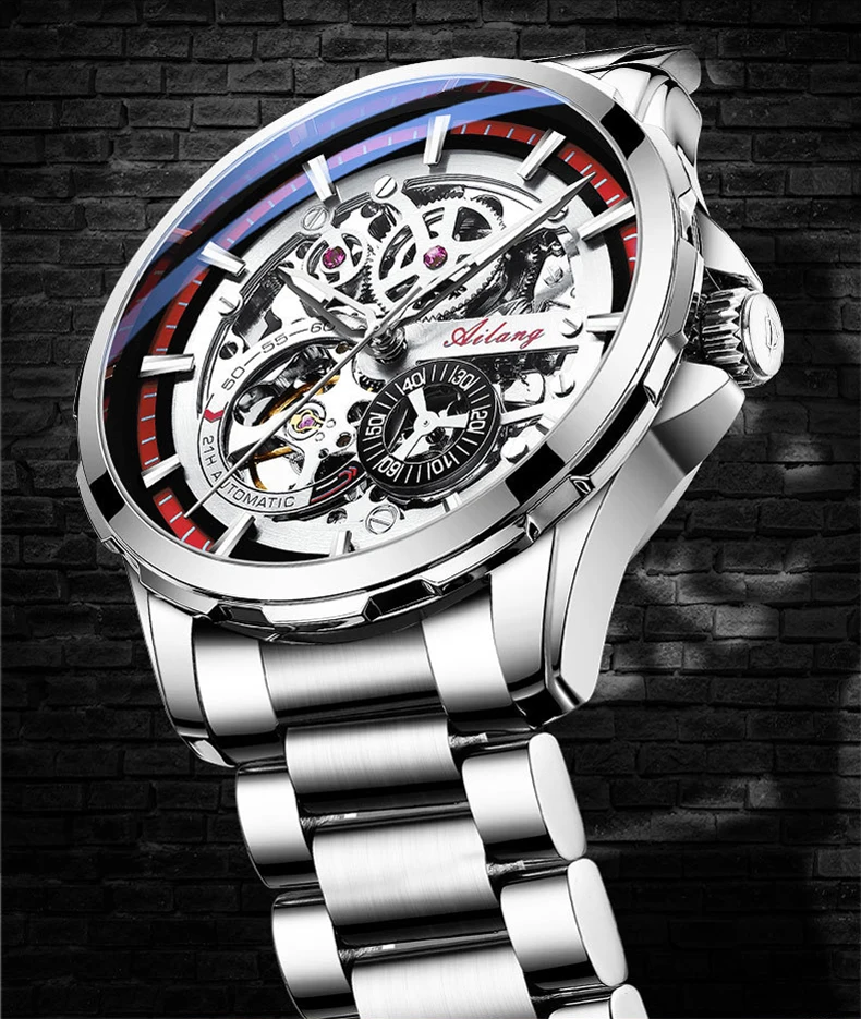 Unique AILANG Skeleton Dial  Men Luxury  Automatic Mechanical Men es  Waterproof_voghion.com