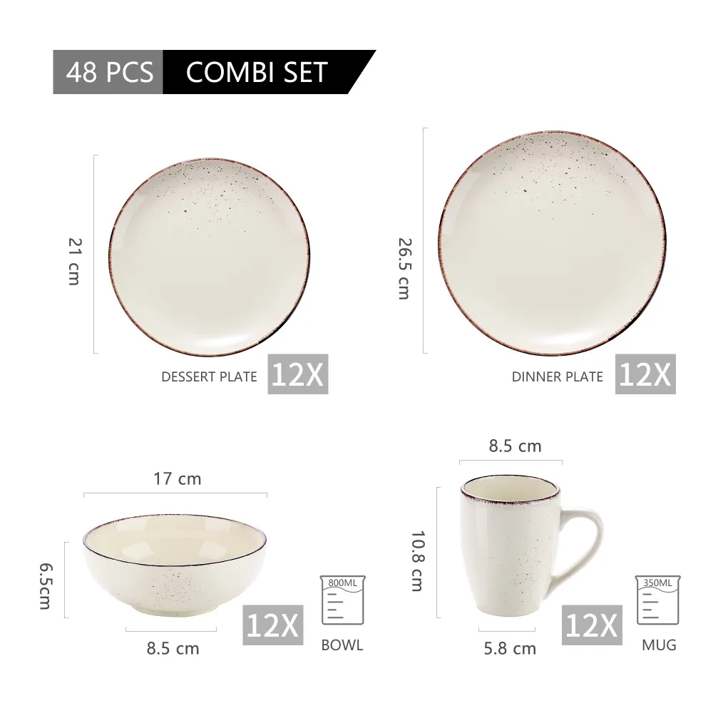 Vancasso Navia 16/32 – Teiliges Steinzeug-Keramik-Geschirrset mit 4-teiligem Speiseteller, Dessertteller, 800-ml-Schüssel, Becher-Geschirr-Set – Detail 3