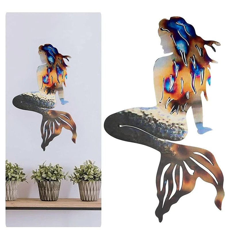 

Русалка, металлическое украшение, винтажное украшение для дома и улицы, прочное настенное украшение, 38, 5 х25 см