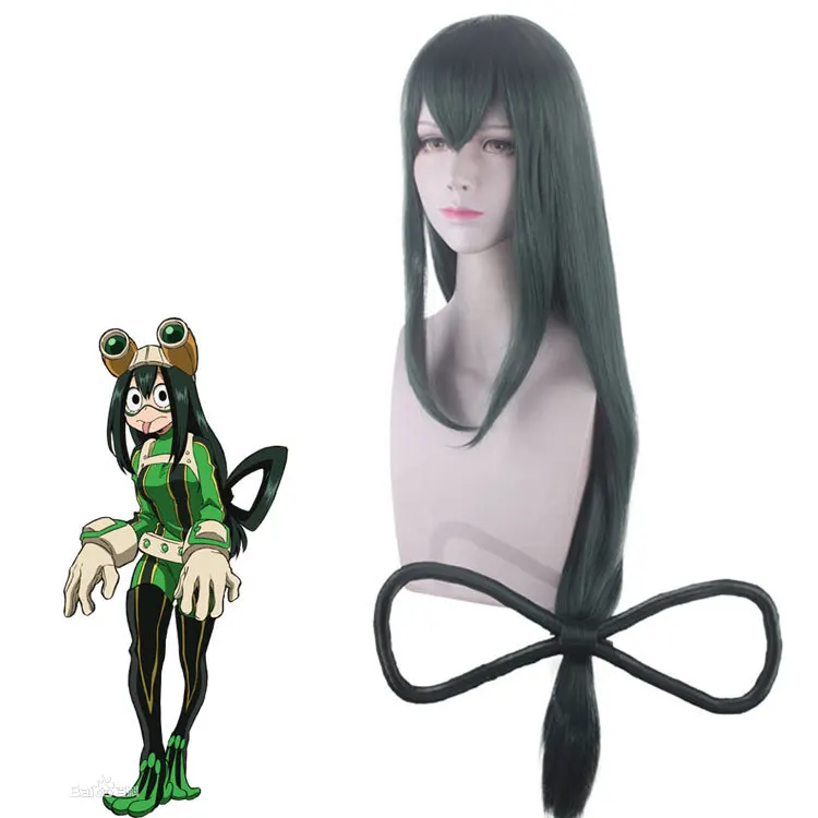 

Anime 100CM Coshome Boku No Hero Academia Asui Tsuyu Wig My Hero Academia Cosplay Costume Wigs 80cm Green Long Hair Wigs