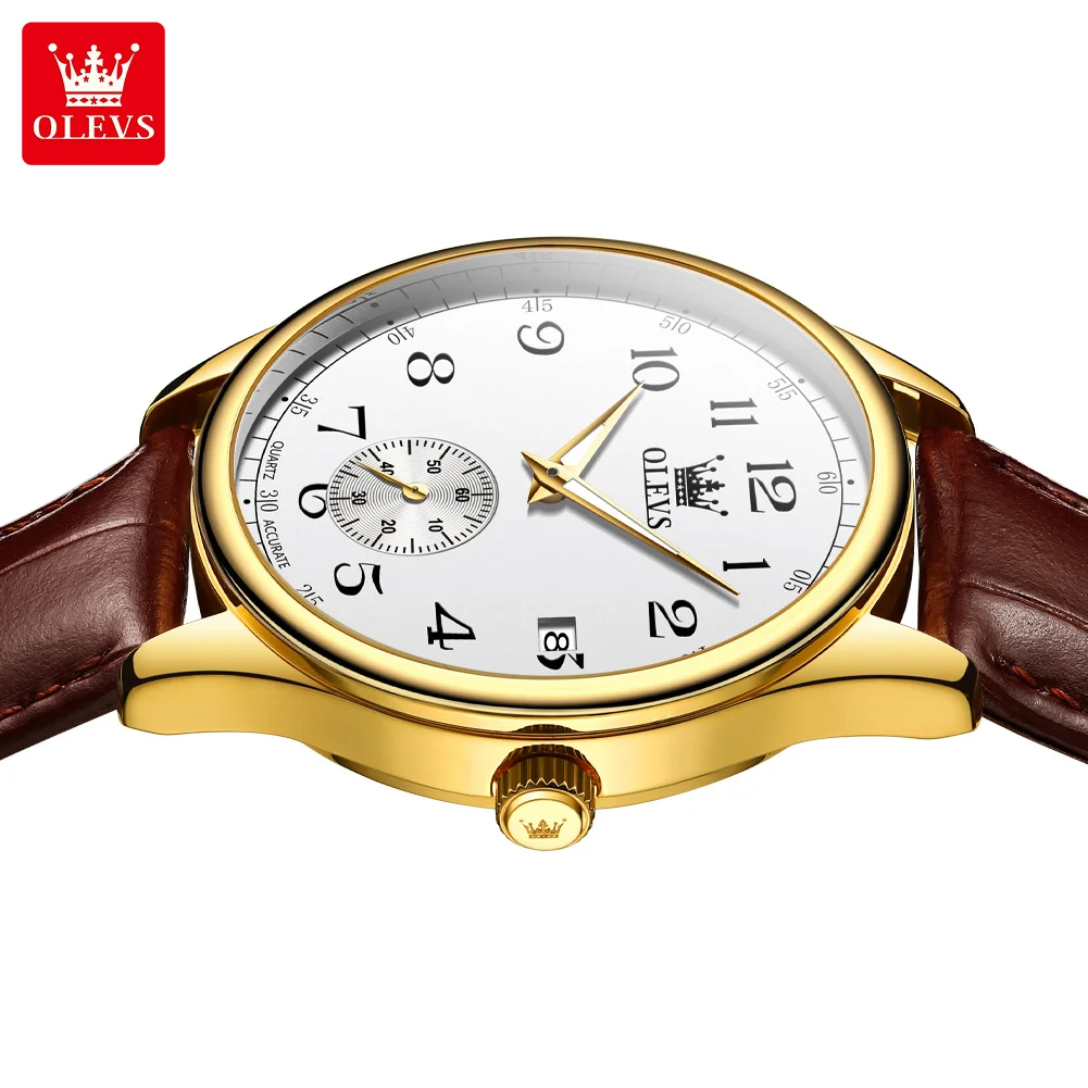 OLEVS 3622 ساعة كوارتز كرونوغراف للرجال حزام جلدي...