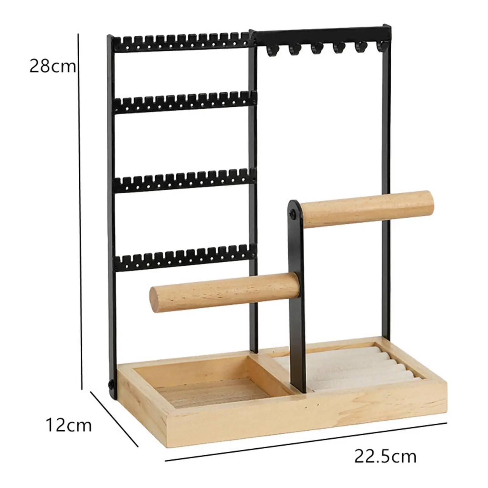 Jewelry Organizer Earrings Display Stand Wooden Rack with Hooks 4 Tiers  Jewelry Hooks Necklace Stand Rack