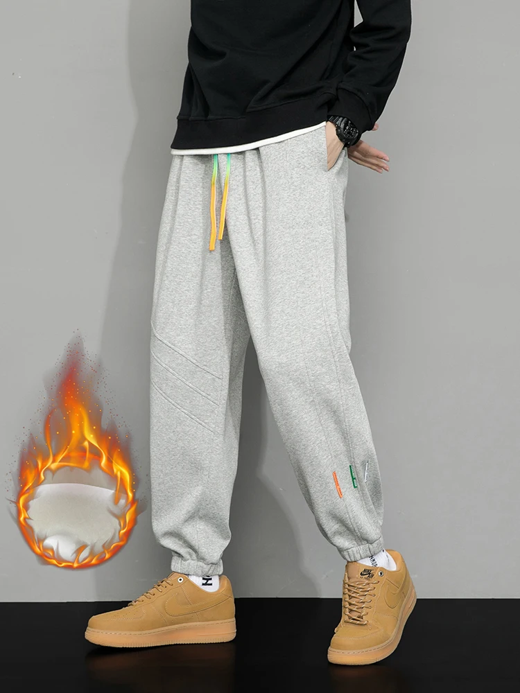 Winter Men's Sweatpants Warm Joggers Big Size 8XL 7XL 6XL Fleece Liner Cotton Sports Pants Colorfull Drawstring Thermal Trousers 3