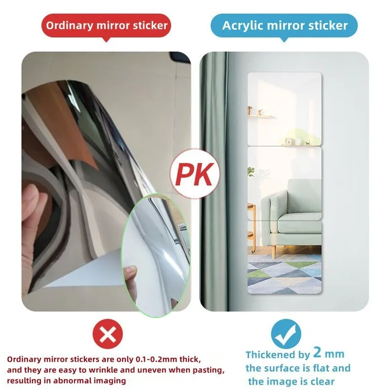 4Pcs Acrylic Mirror Wall Stickers 6 4Pcs Acrylic Mirror Wall Stickers 6