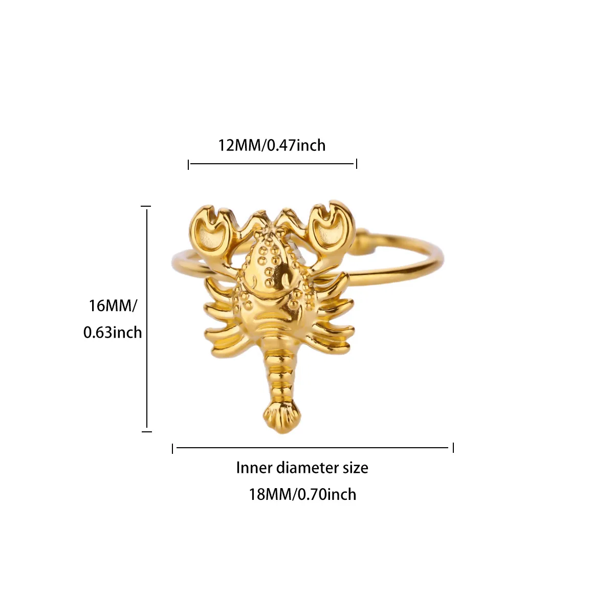 Punk Scorpion Rings For Women 18K Gold Plated Stainless Steel