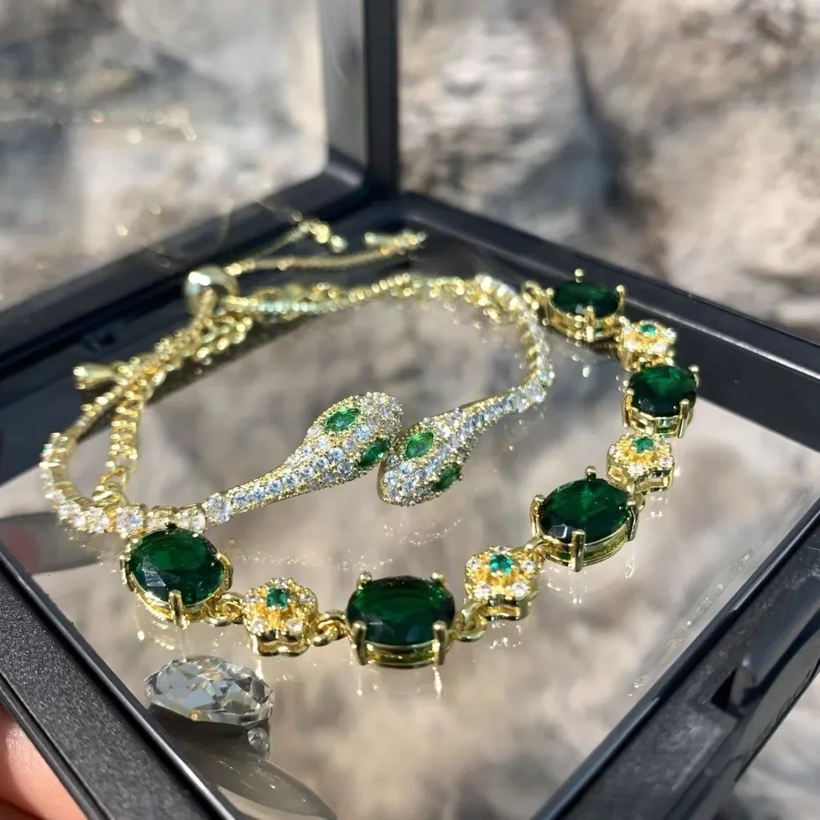 Crystal Snake Earrings Bracelet Sets