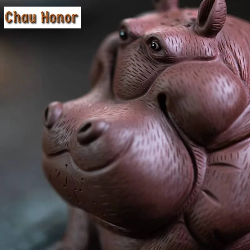 High-end Yixing Raw Ore Zisha Hippo Tea Pet Handmade Household Tea Table Decoration Supplies Chinese Tea Ceremony Gift Packaging