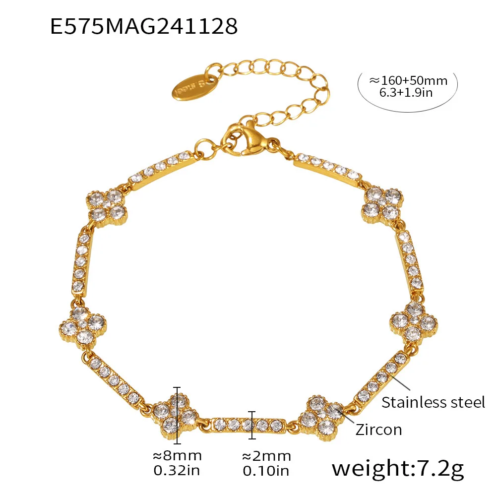 Vergoldetes Tennis-Armband für Frauen, Edelstahl-Armreif, Herz, rund, quadratisch, Zirkon, Vintage-Palast, luxuriöser Charm-Schmuck – Detail 5