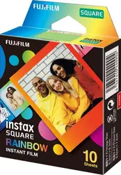 Fujifilm Instax Square White Edge Black Film Photo Paper (10-200 pcs) (10 Sheets Rainbow)