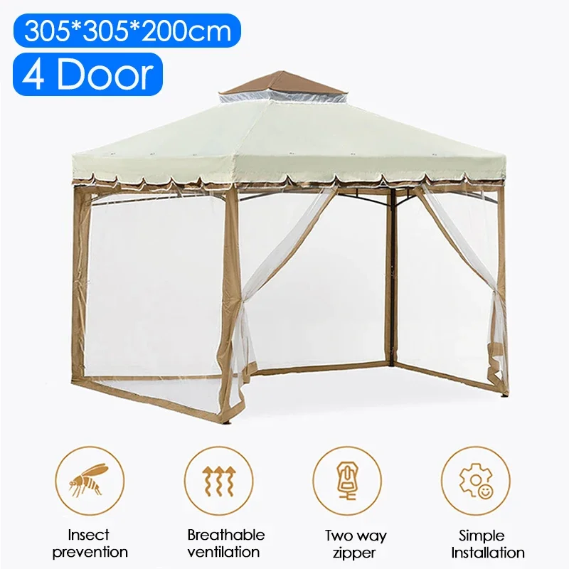 

Outdoor Gazebo Insect Mosquito Netting with Zippers 4-Door Sidewall Curtain Breathable Mosquito Mesh for Garden Courtyard Patio