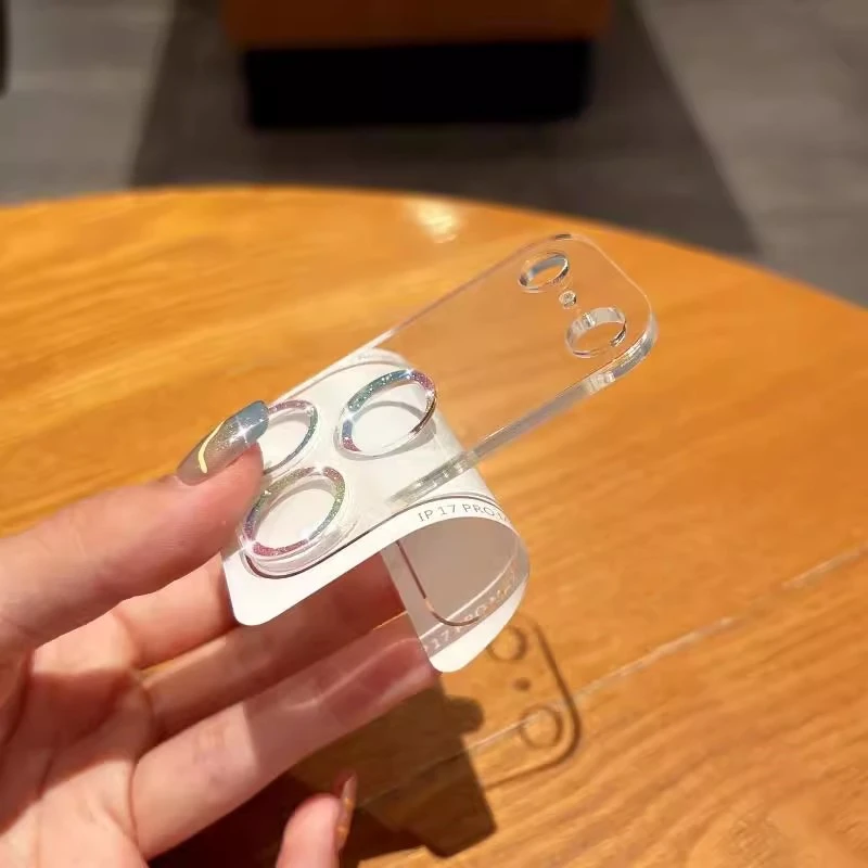 Sparkling Glitter Clear Camera Lens Protector Phone Case