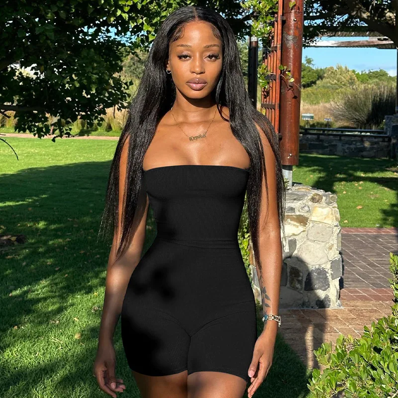 Summer women's solid color sexy all-match tube top jumpsuit