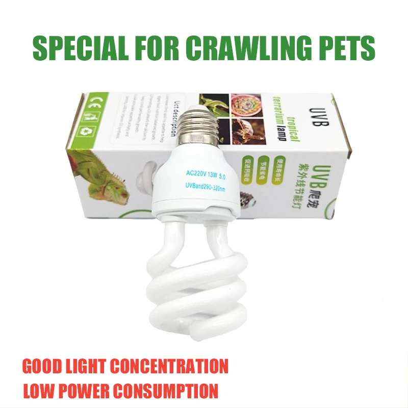 

UVB5.0 10.0 Lizard Calcium Supplement Lamp 13W 26W UV Bulb E27 Energy Saving Reptile Lamp for Turtles and Amphibians