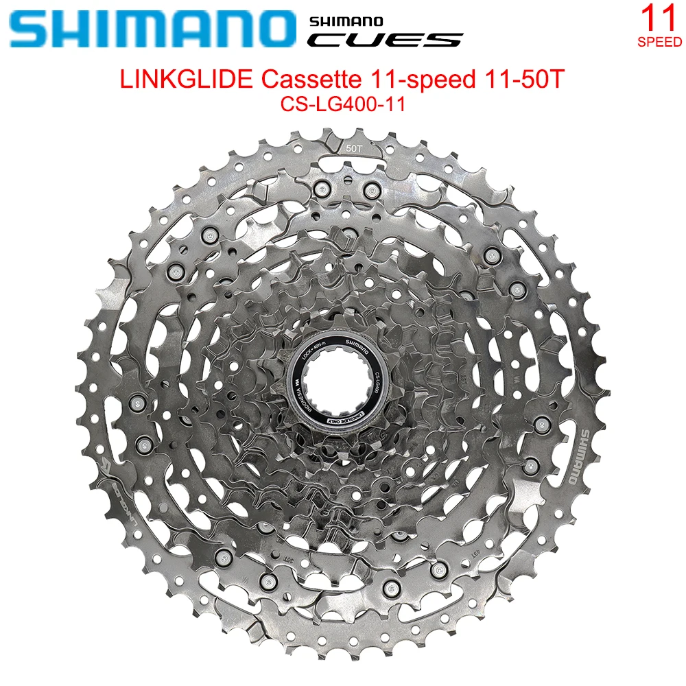 Shimano Cues 11 Velocità Cassetta Pignone Per Mtb Bike Cs-Lg400-11 11-50T Nero Ruota Libera Linkglide Volano Parte Bicicletta Originale