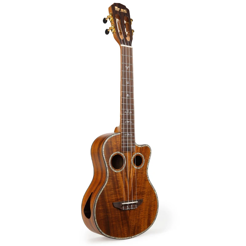 Mr.mai ML-T Tenor 26 인치 우쿨렐레 코아 우드 미니 하와이 기타 더블 사운드 홀 우쿨렐레 Gig 가방/튜너/스트랩/카포 포함