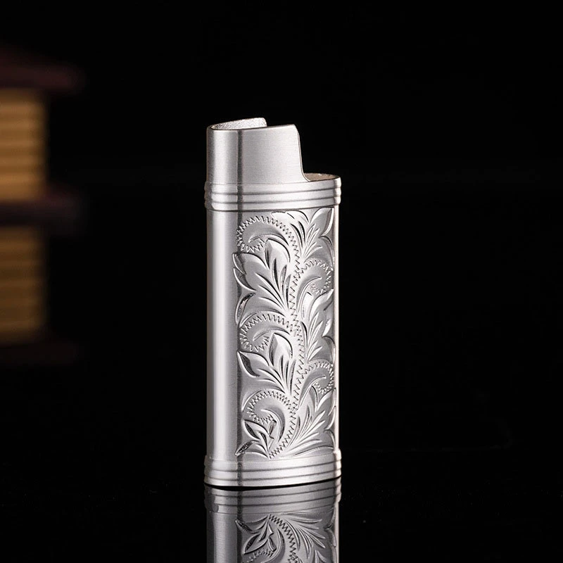 Vintage Luxury Lighter Case For Bic J5/j6 Zinc Alloy Relief Craft