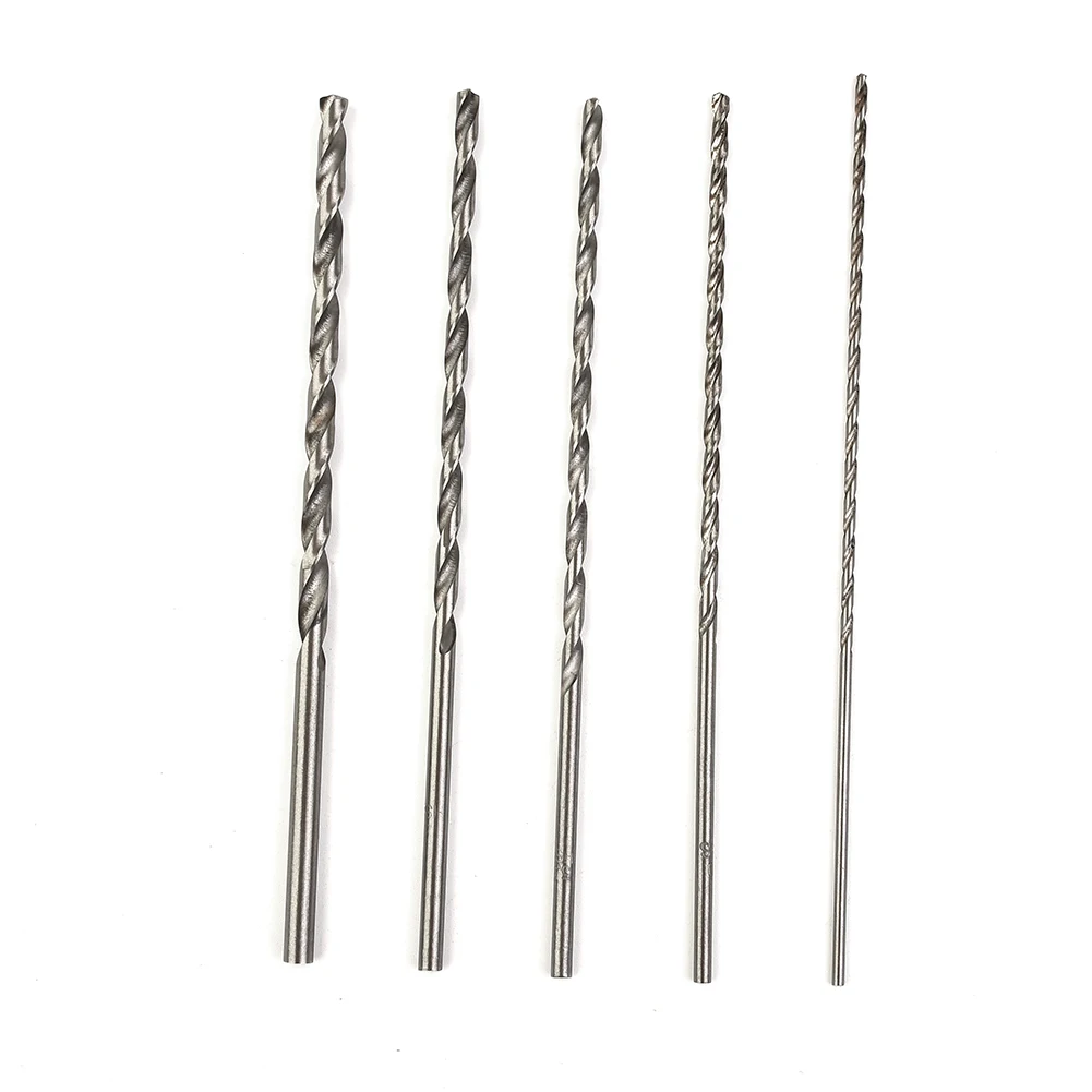 

5Pcs Extra Long HSS High Speed Steel Drill Bit Set 2mm/3mm,3.5mm,4mm,5mm For Electric Drills Drilling Machines