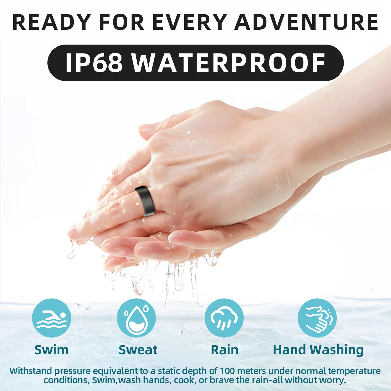 Titanium Alloy Smart Ring, Health Tracker with Blood Pressure/Oxygen/Heart Rate Monitor, Sleep & Sports Tracking, IP68 Waterproo 5