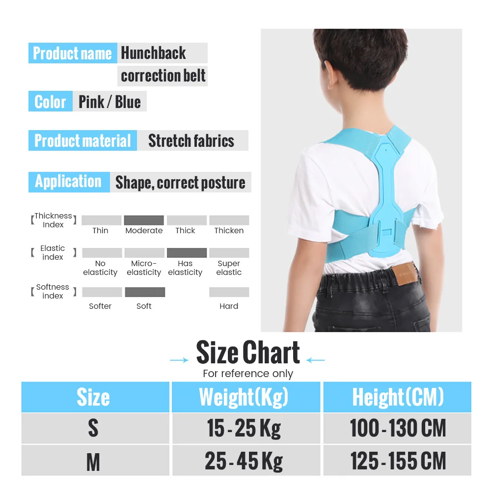 Children Adjustable Posture Corrector Back Support Boy Girls Shoulder Belt Rectify Spine Straight Correction Back Support  Brace 6