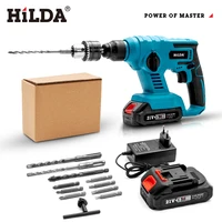 HILDA Electric Hammer Impact Drill Rechargeable Lithium Battery Rotary Hammer Wireless Electric Drill 21V 1
